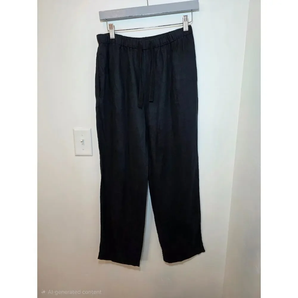 Quince 100% European Linen Pants Women's S Black Beach Travel‎ Casual